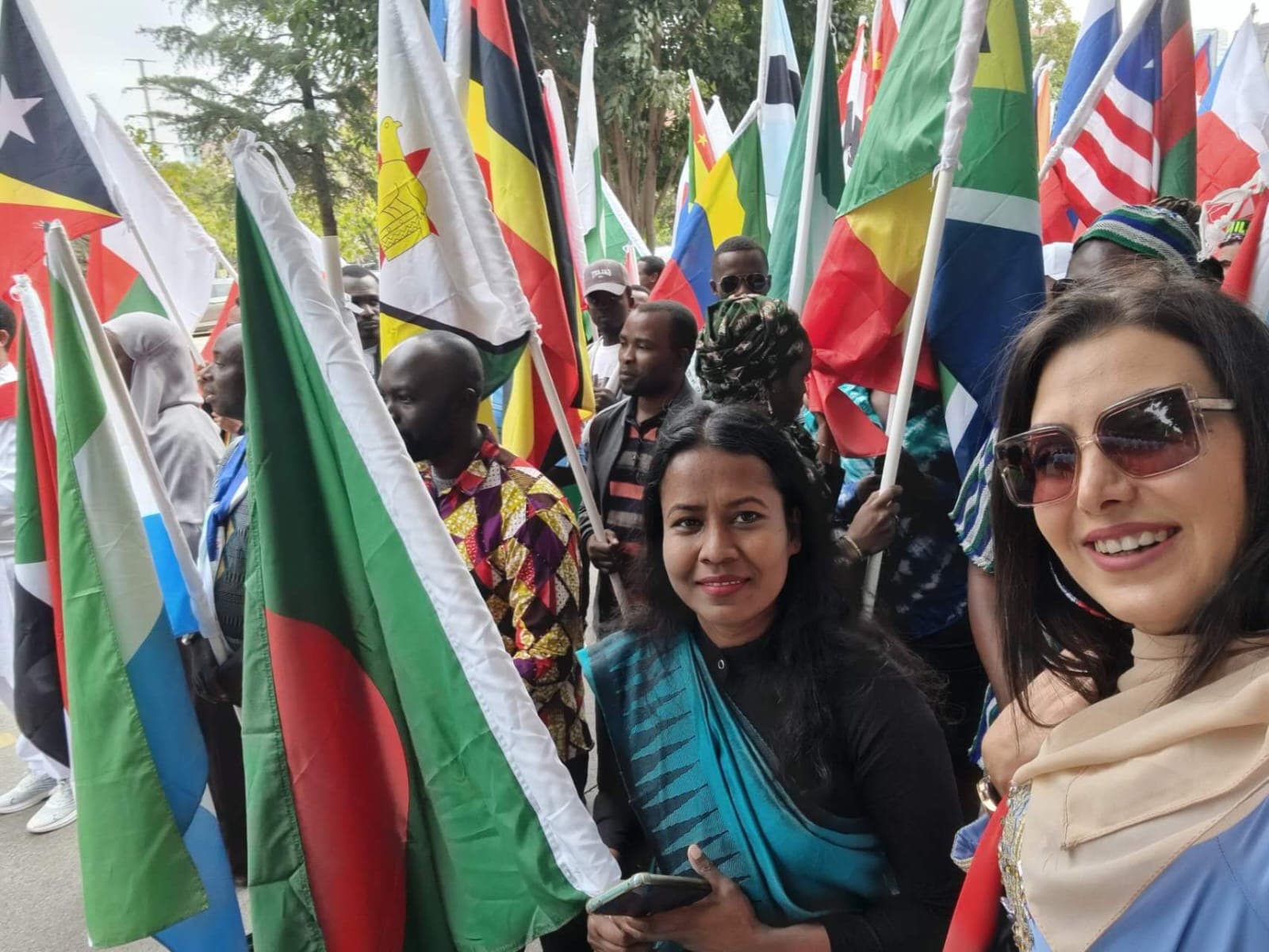 Carrying the Bangladesh flag at an international parade